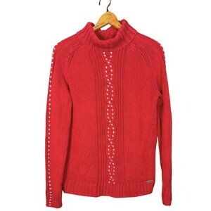 Vintage Northern Reflections Red Knit Turtleneck Sweater Small | 90s Cottagecore